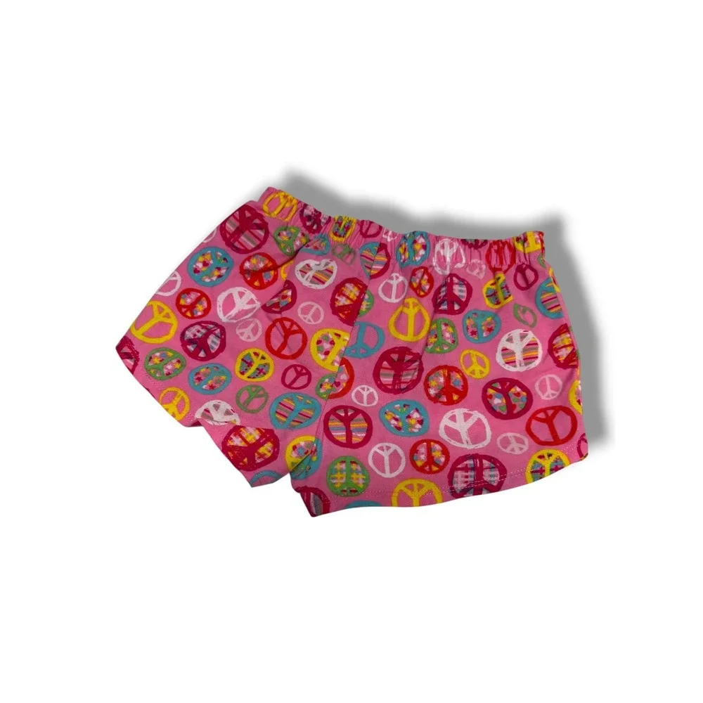 The Children's Place Girl Pink Peace Sign Pajama Sleep Shorts S 5/6 Retro Lounge
